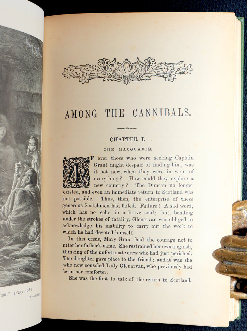 1890 Rare Book - Among the Cannibals and The Mysterious Document by Jules Verne