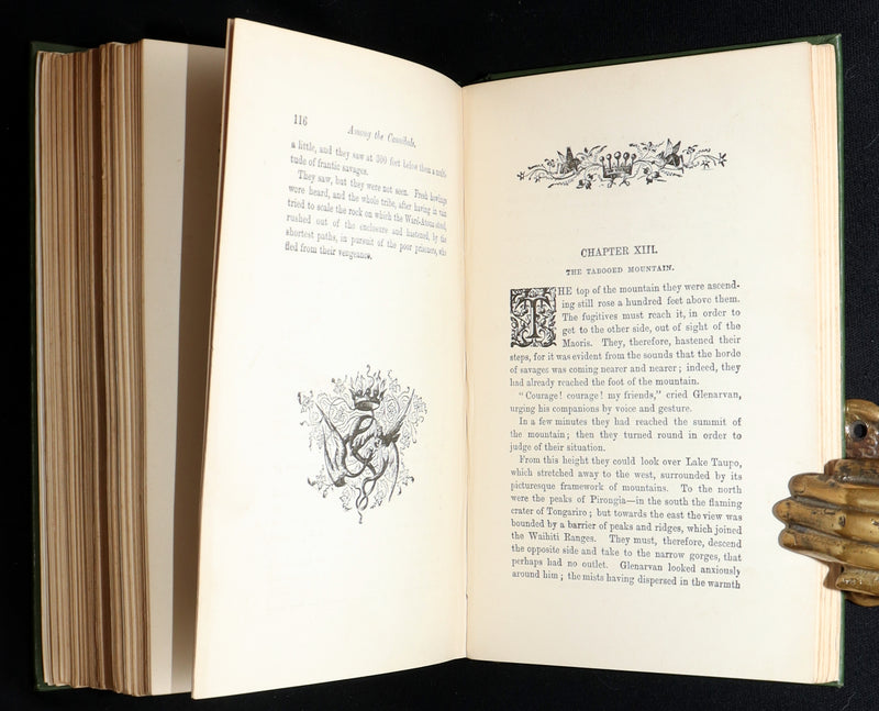 1890 Rare Book - Among the Cannibals and The Mysterious Document by Jules Verne