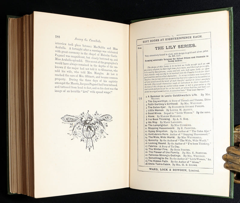 1890 Rare Book - Among the Cannibals and The Mysterious Document by Jules Verne