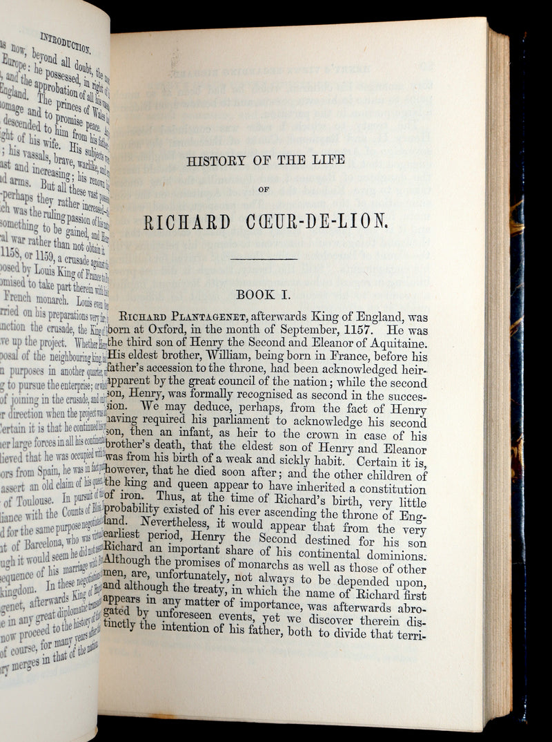 1854 Rare Book Set - History of the Life of Richard Cœur-de-Lion King of England