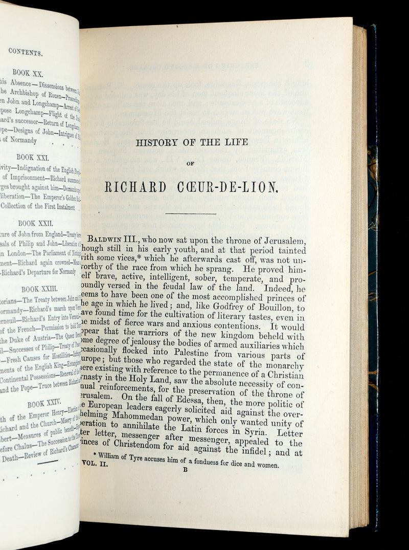 1854 Rare Book Set - History of the Life of Richard Cœur-de-Lion King of England