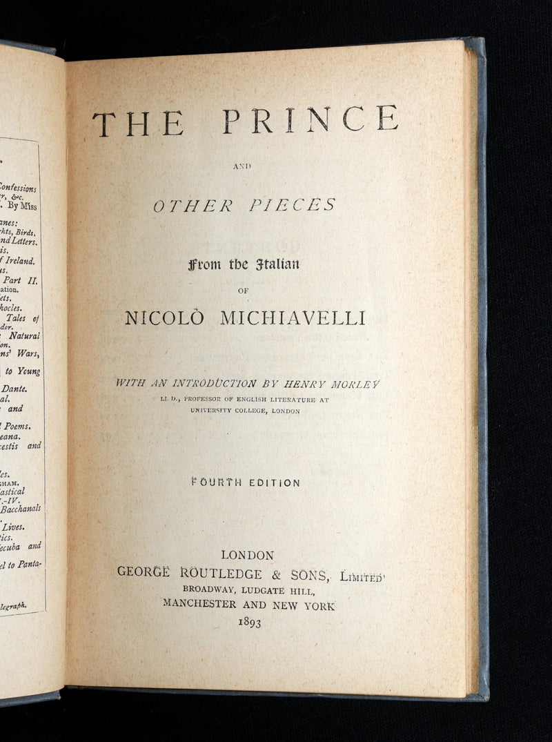 1893 Rare Book - The Prince From the Italian of Nicolo Michiavelli