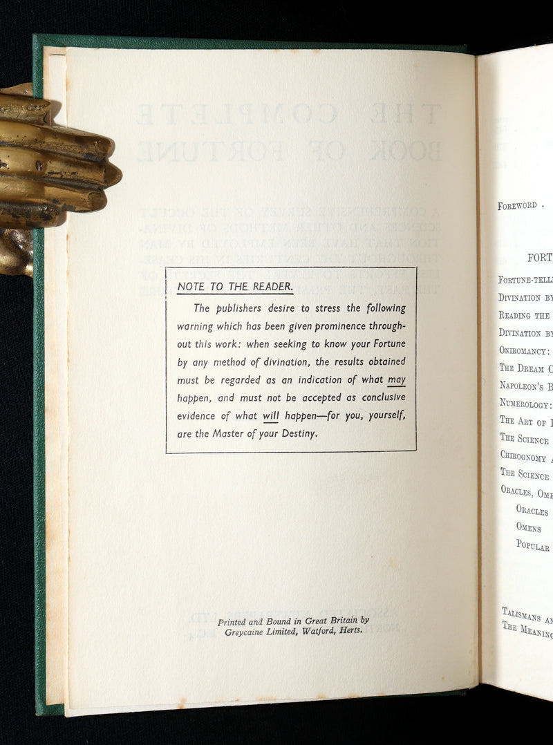 1930 Rare Book - The Complete Book of Fortune, Occult Sciences And Divination