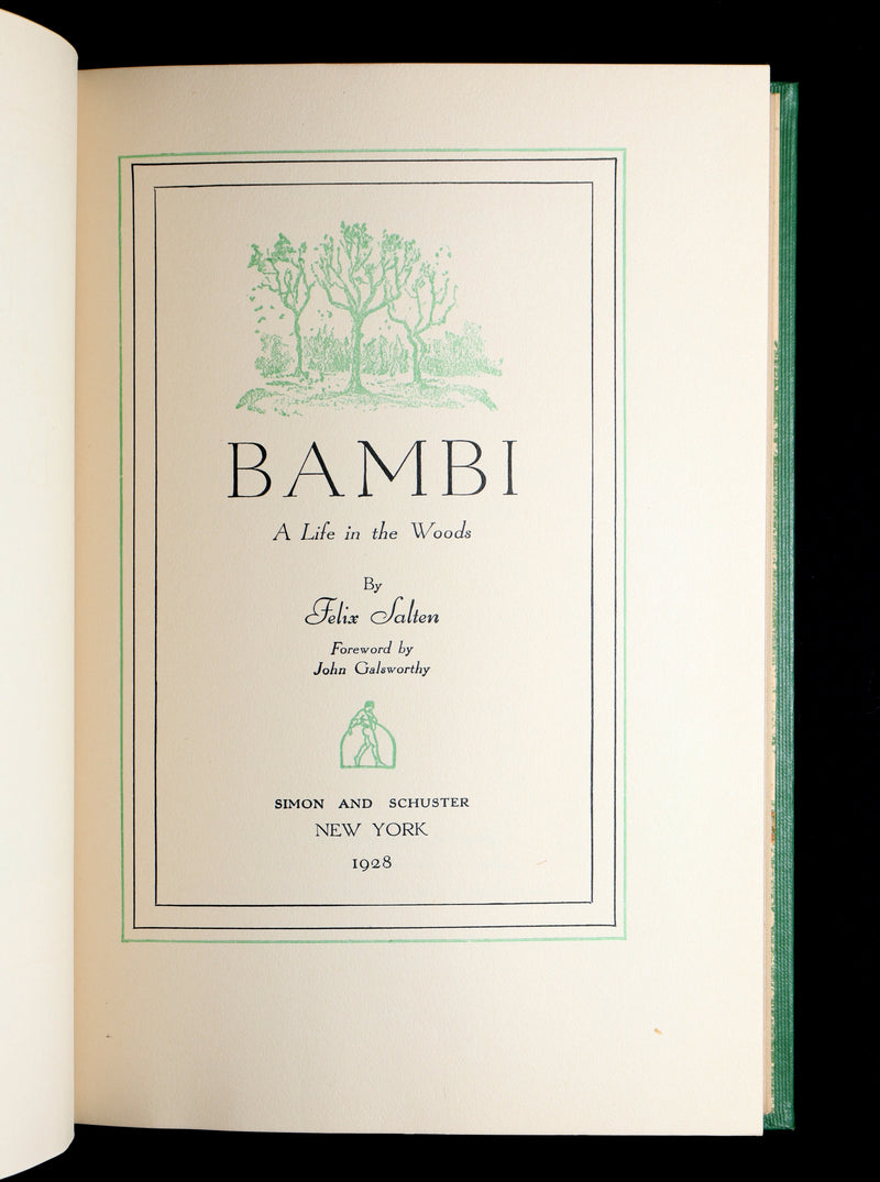 1928 Rare First Edition - BAMBI a Life in the Woods by Felix Salten, Illustrated