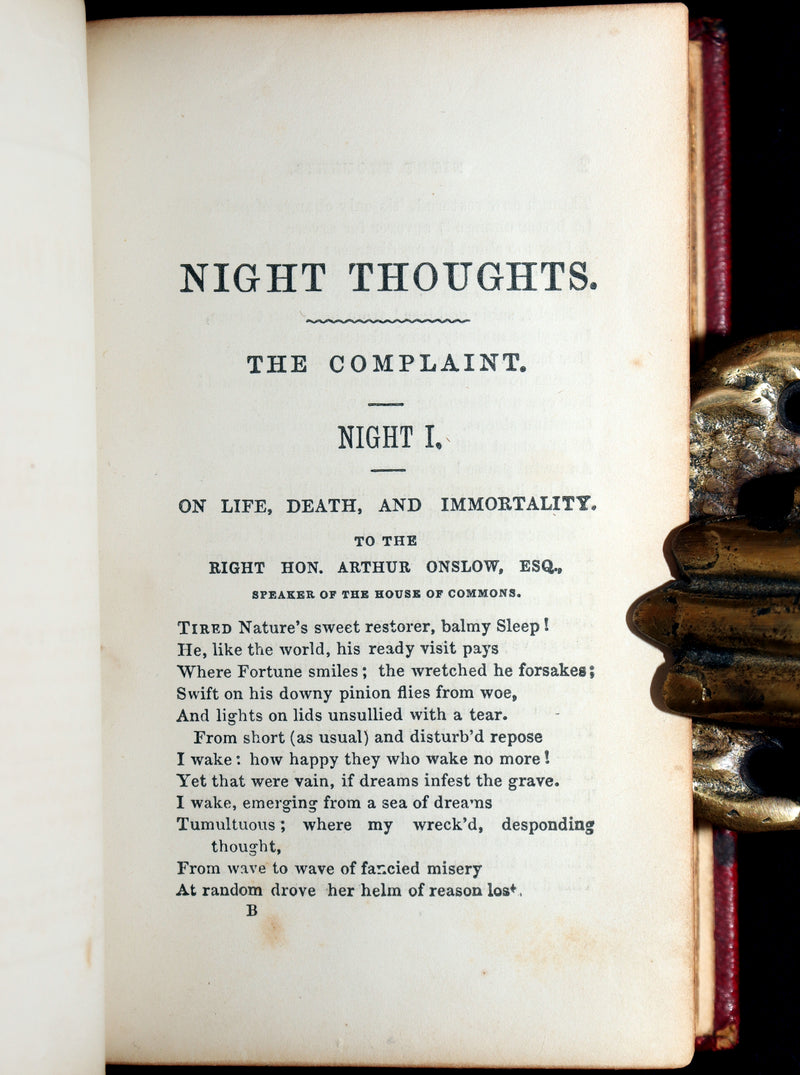 1855 Rare Book - Night Thoughts on Life, Death and Immortality by Edward Young
