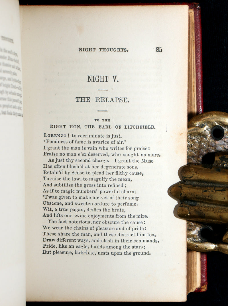1855 Rare Book - Night Thoughts on Life, Death and Immortality by Edward Young
