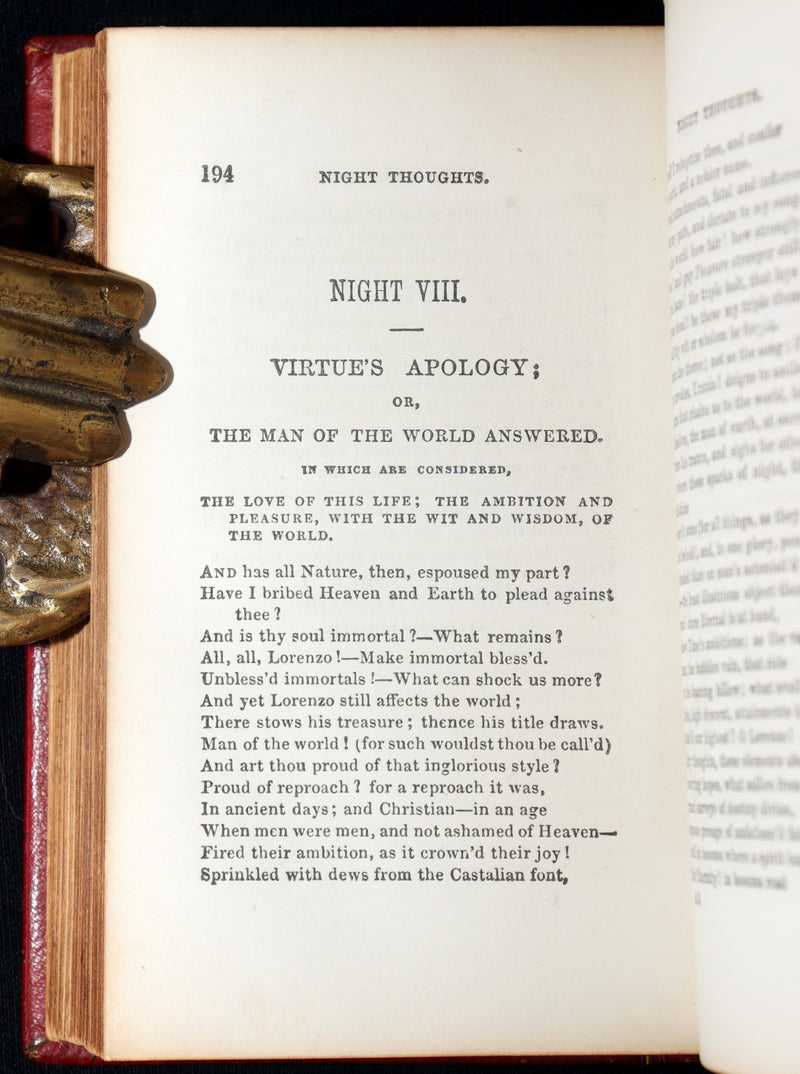 1855 Rare Book - Night Thoughts on Life, Death and Immortality by Edward Young
