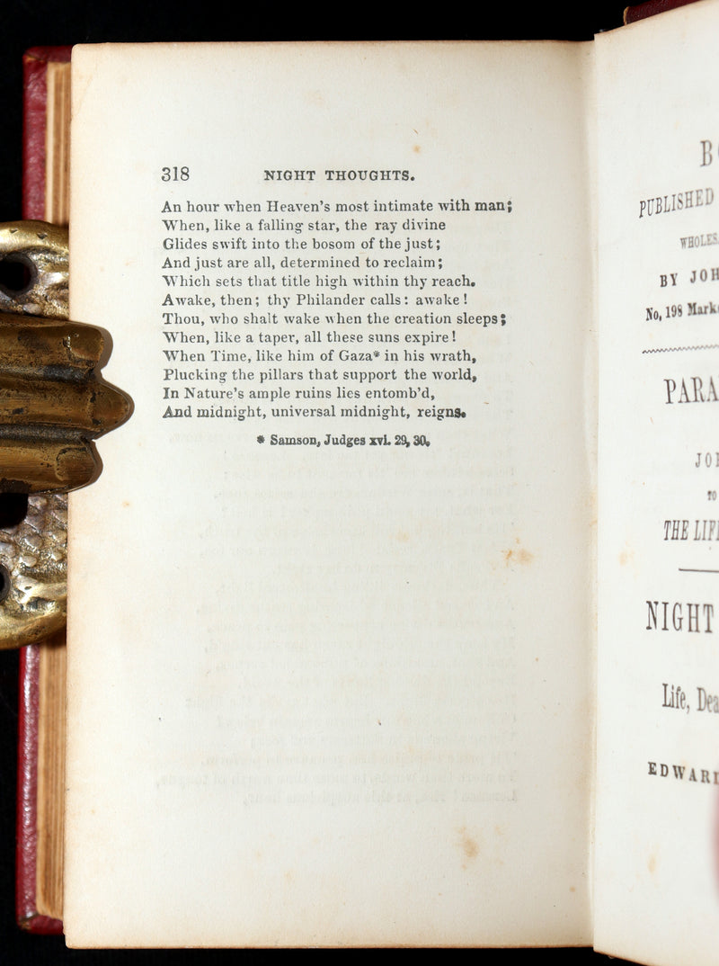 1855 Rare Book - Night Thoughts on Life, Death and Immortality by Edward Young