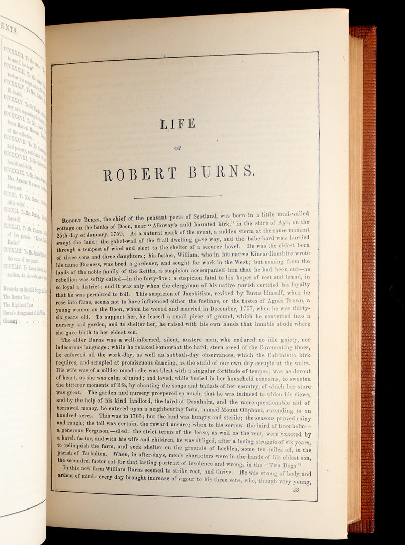 1854 Rare Book - The Complete Works of Robert Burns, Poems, Illustrated