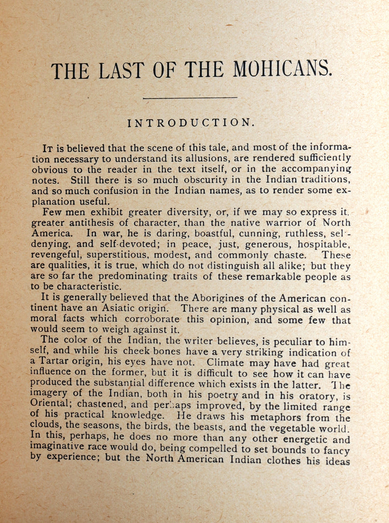 1890 Rare Book - The Last of the Mohicans A Narrative of 1757 by Fenimore Cooper