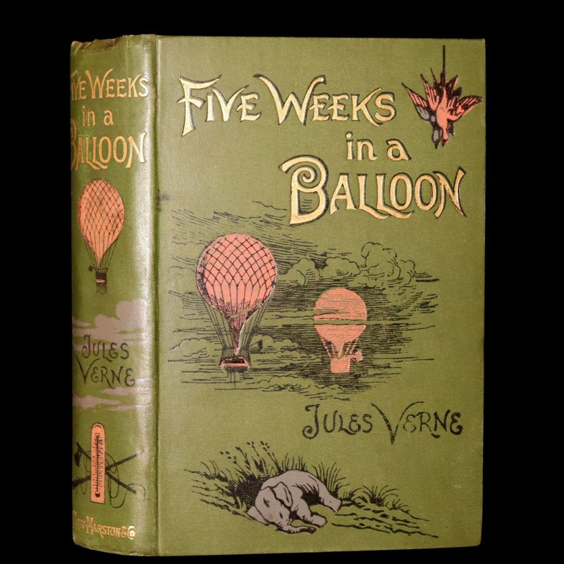 1890 Rare Book - Five Weeks in a Balloon, A Voyage of Exploration by Jules Verne