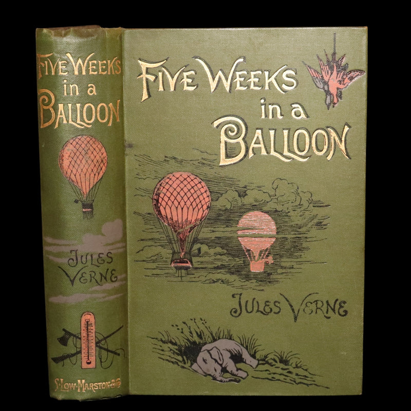 1890 Rare Book - Five Weeks in a Balloon, A Voyage of Exploration by Jules Verne