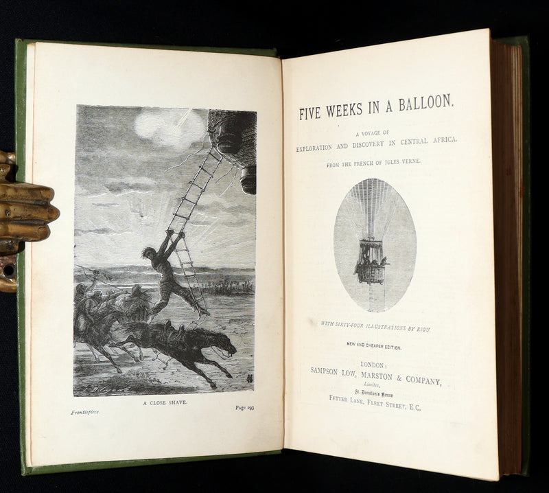 1890 Rare Book - Five Weeks in a Balloon, A Voyage of Exploration by Jules Verne