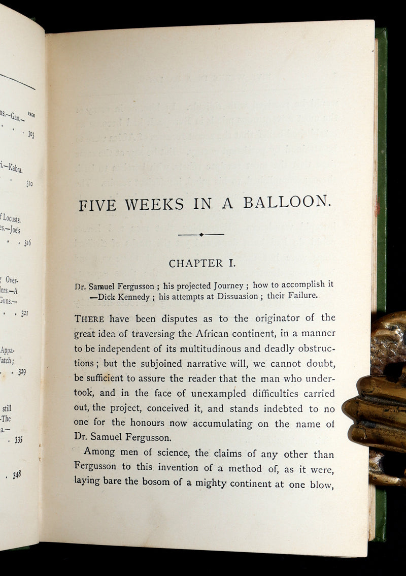 1890 Rare Book - Five Weeks in a Balloon, A Voyage of Exploration by Jules Verne