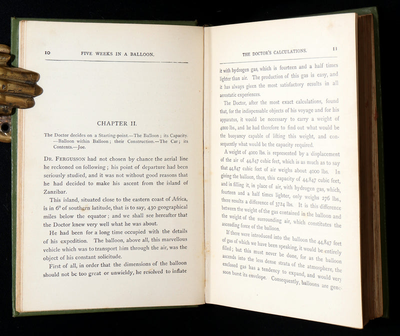 1890 Rare Book - Five Weeks in a Balloon, A Voyage of Exploration by Jules Verne