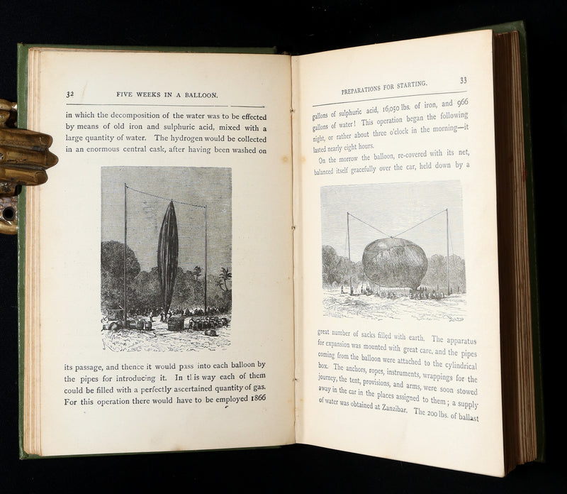 1890 Rare Book - Five Weeks in a Balloon, A Voyage of Exploration by Jules Verne