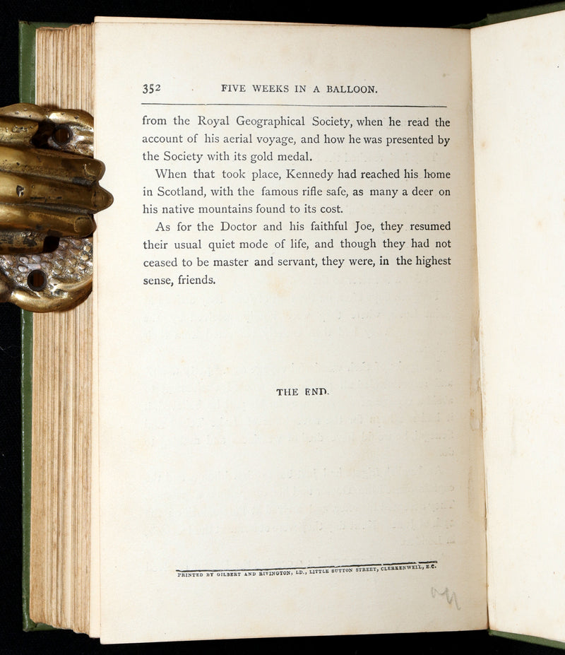 1890 Rare Book - Five Weeks in a Balloon, A Voyage of Exploration by Jules Verne