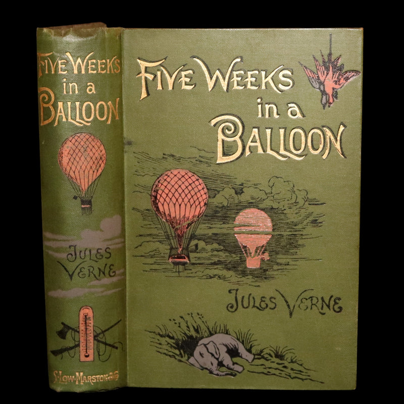 1890 Rare Book - Five Weeks in a Balloon, A Voyage of Exploration by Jules Verne