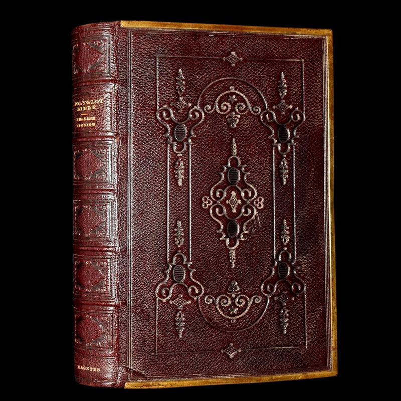 1850 Rare Bible bound by Bagster - Polyglot Bible, Old and New Testament, Clasp