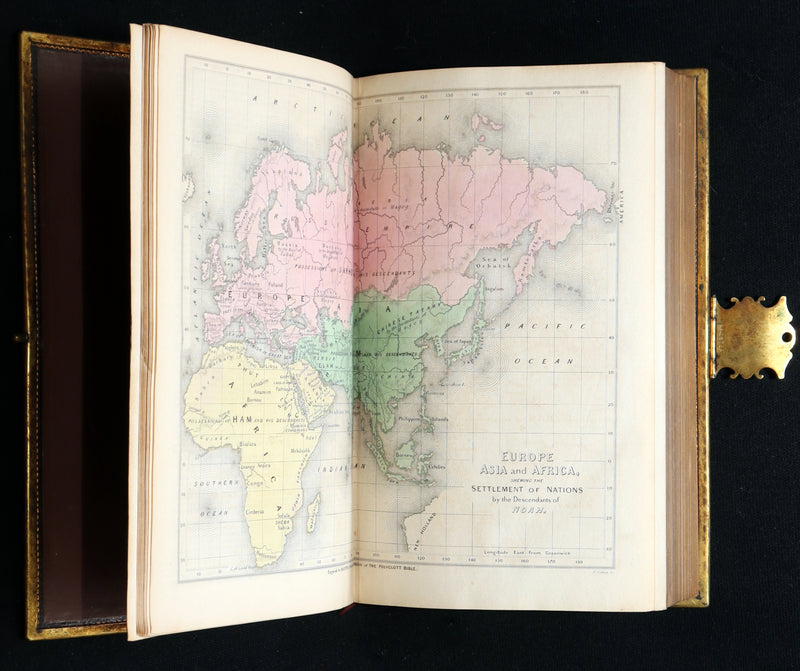 1850 Rare Bible bound by Bagster - Polyglot Bible, Old and New Testament, Clasp