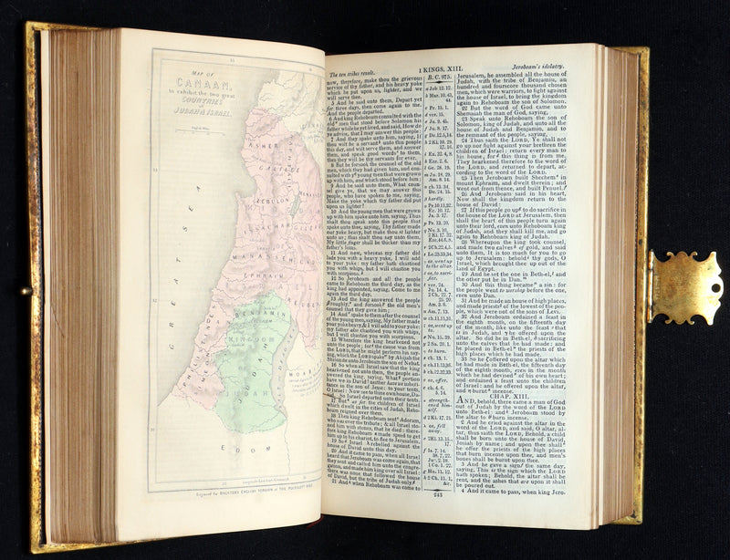 1850 Rare Bible bound by Bagster - Polyglot Bible, Old and New Testament, Clasp