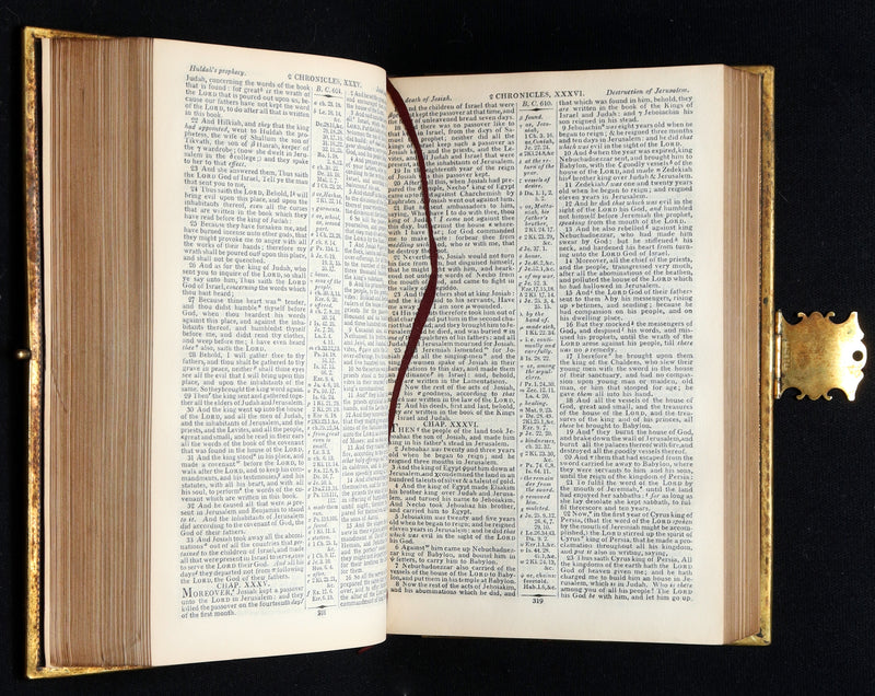 1850 Rare Bible bound by Bagster - Polyglot Bible, Old and New Testament, Clasp