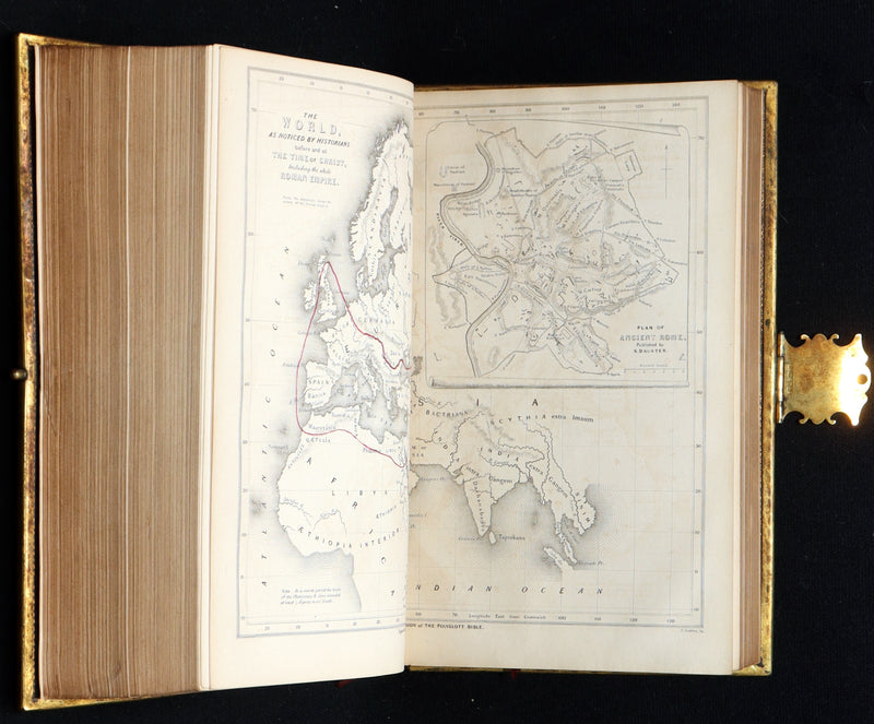 1850 Rare Bible bound by Bagster - Polyglot Bible, Old and New Testament, Clasp