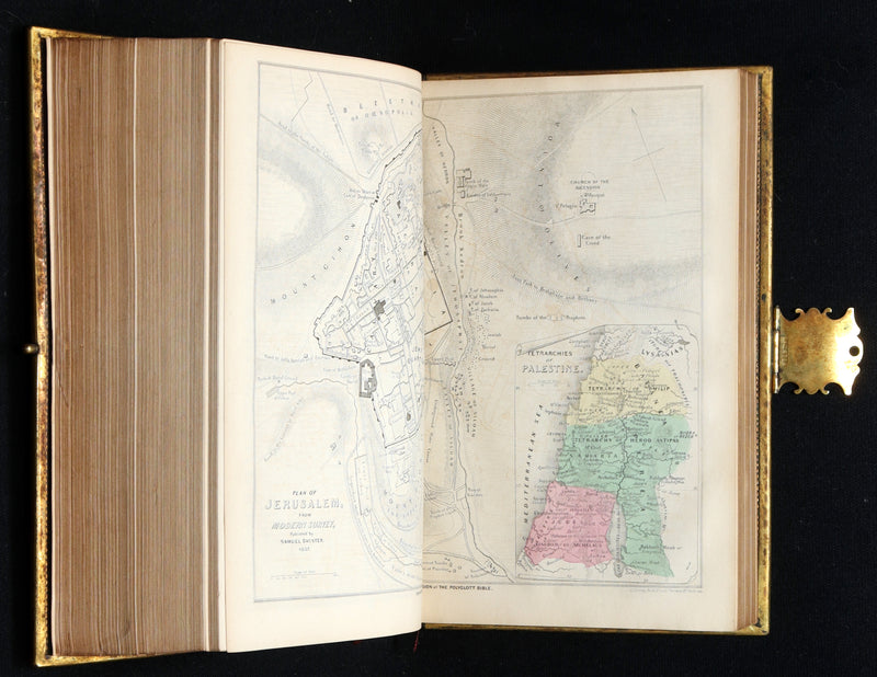 1850 Rare Bible bound by Bagster - Polyglot Bible, Old and New Testament, Clasp