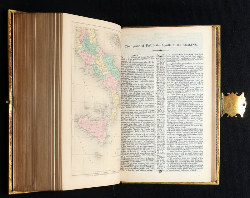 1850 Rare Bible bound by Bagster - Polyglot Bible, Old and New Testament, Clasp