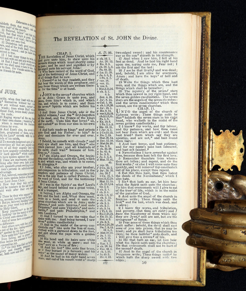 1850 Rare Bible bound by Bagster - Polyglot Bible, Old and New Testament, Clasp