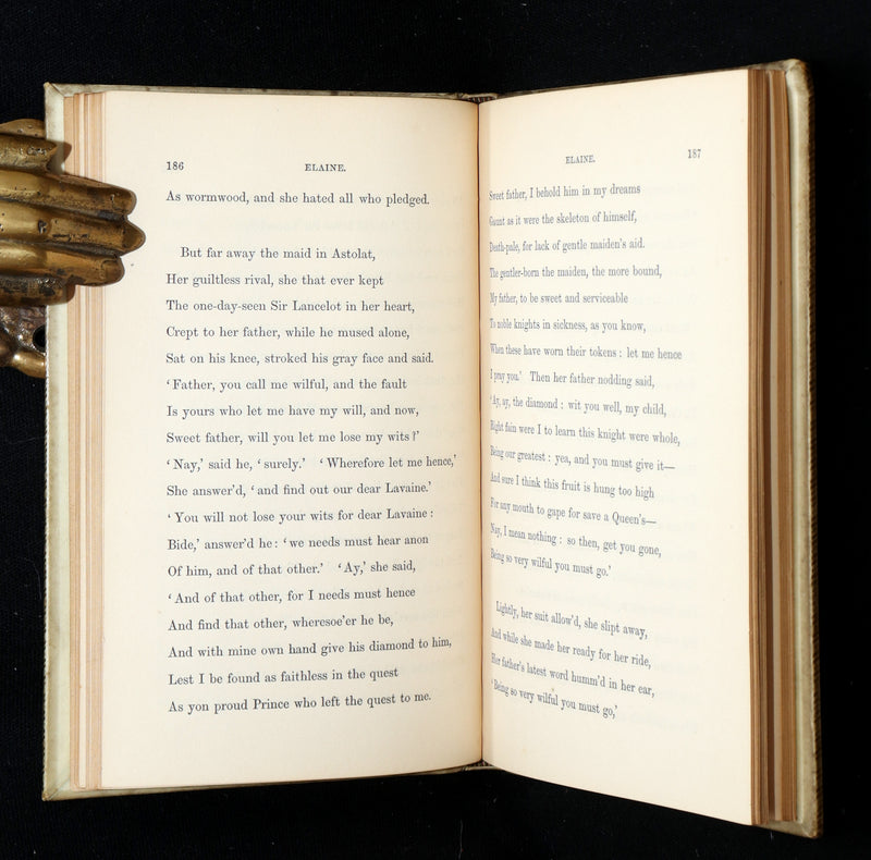 1859 Rare Tennyson Elaine – Exquisite Vellum and Gilt Binding