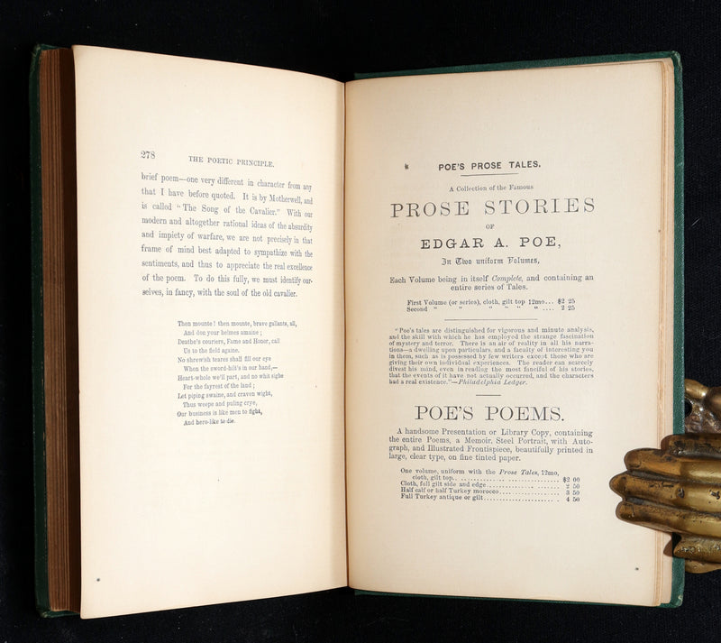 1866 Rare Book - Poems by Edgar Allan Poe. Complete with an Original Memoir