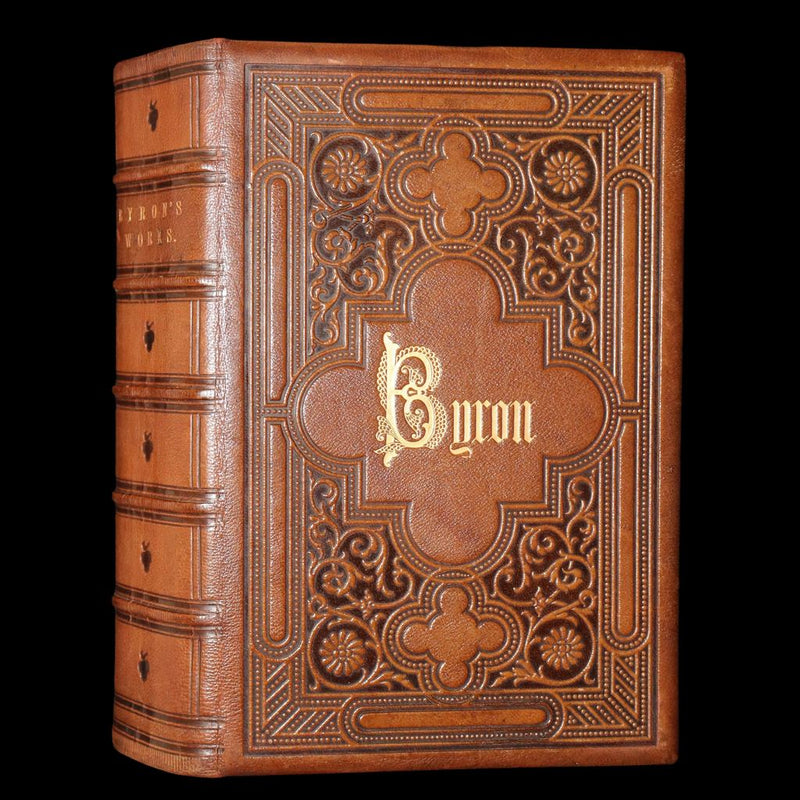 1856 Rare Book in Exquisite Binding - The Works of Lord Byron, Poems Illustrated