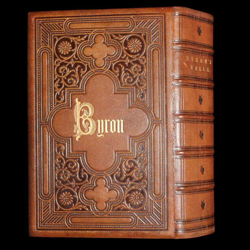 1856 Rare Book in Exquisite Binding - The Works of Lord Byron, Poems Illustrated