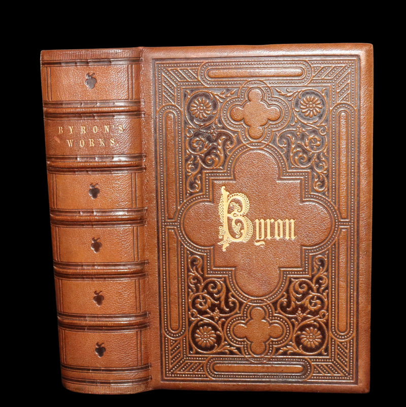 1856 Rare Book in Exquisite Binding - The Works of Lord Byron, Poems Illustrated