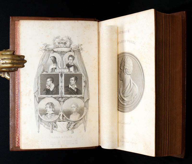 1856 Rare Book in Exquisite Binding - The Works of Lord Byron, Poems Illustrated