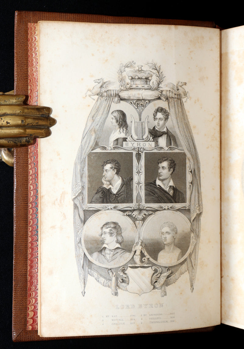 1856 Rare Book in Exquisite Binding - The Works of Lord Byron, Poems Illustrated