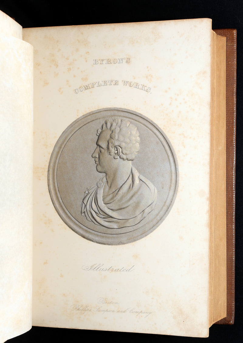 1856 Rare Book in Exquisite Binding - The Works of Lord Byron, Poems Illustrated