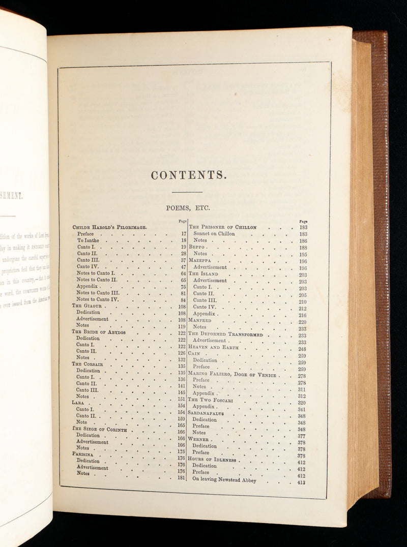 1856 Rare Book in Exquisite Binding - The Works of Lord Byron, Poems Illustrated