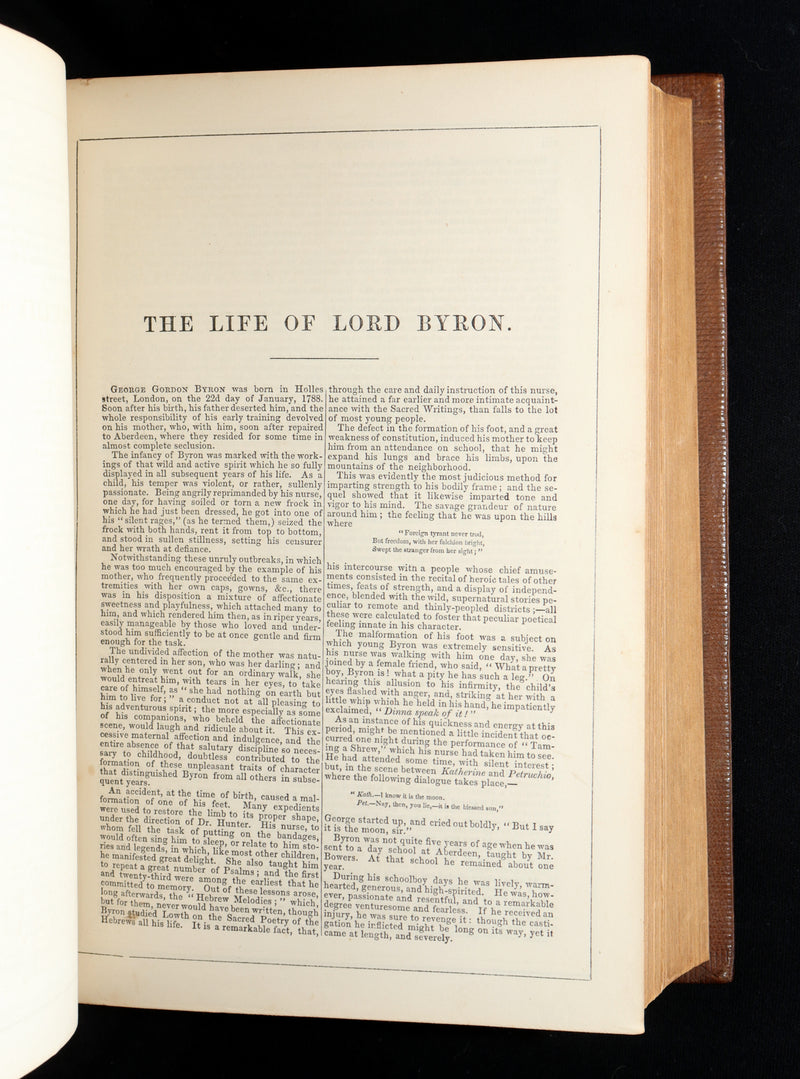 1856 Rare Book in Exquisite Binding - The Works of Lord Byron, Poems Illustrated