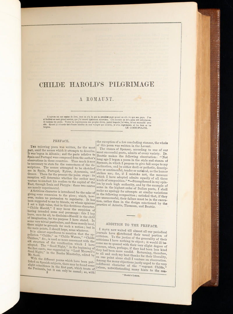1856 Rare Book in Exquisite Binding - The Works of Lord Byron, Poems Illustrated