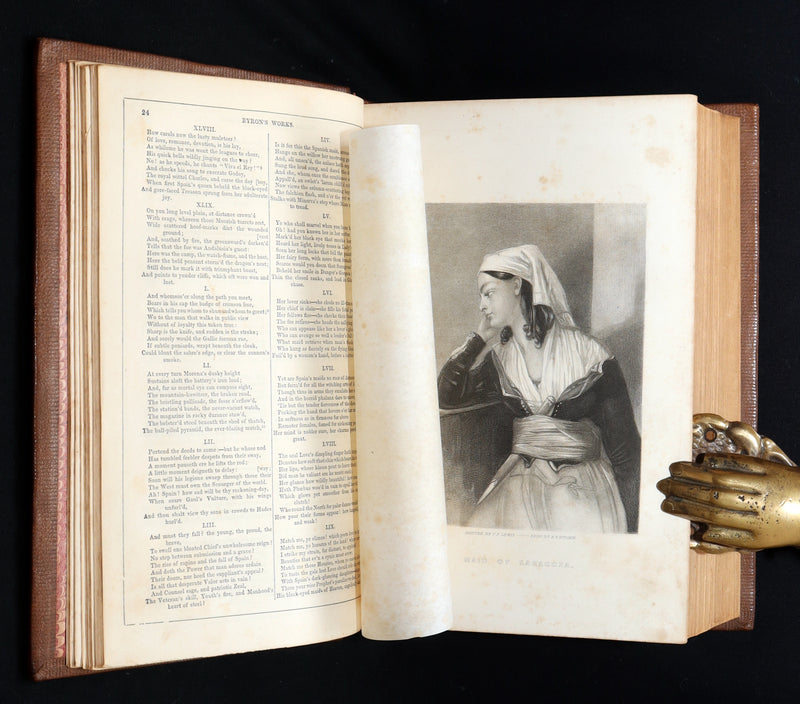 1856 Rare Book in Exquisite Binding - The Works of Lord Byron, Poems Illustrated
