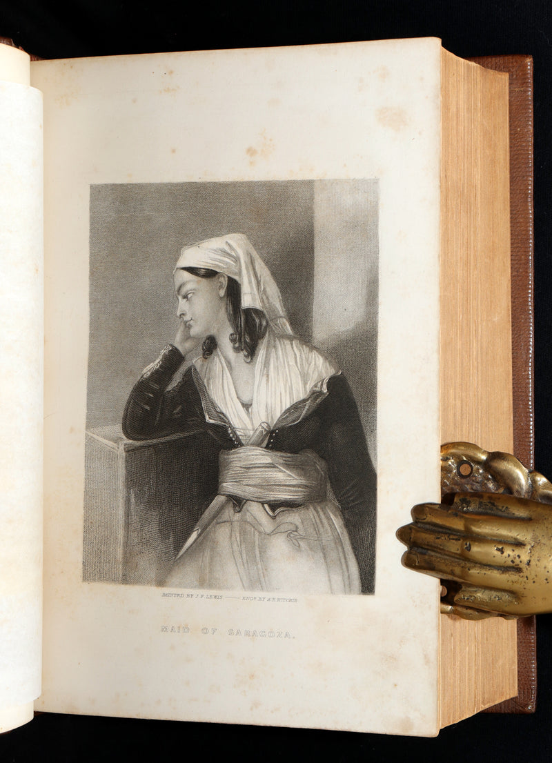 1856 Rare Book in Exquisite Binding - The Works of Lord Byron, Poems Illustrated