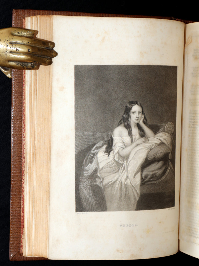 1856 Rare Book in Exquisite Binding - The Works of Lord Byron, Poems Illustrated