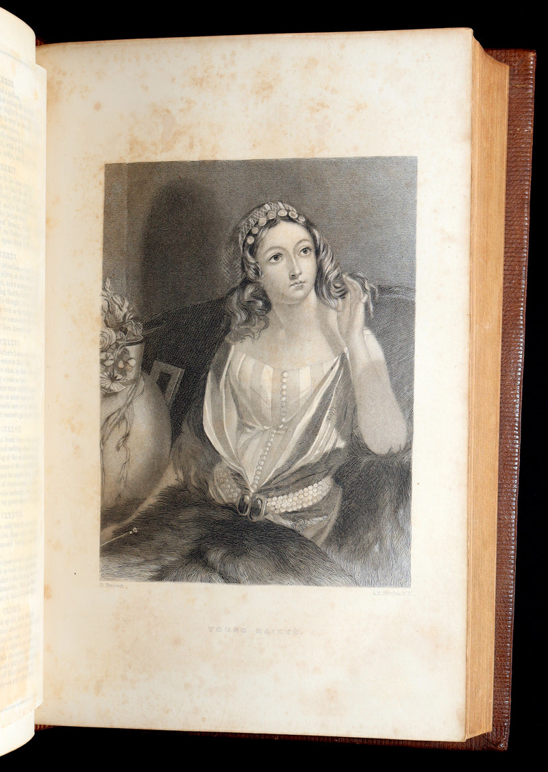 1856 Rare Book in Exquisite Binding - The Works of Lord Byron, Poems Illustrated