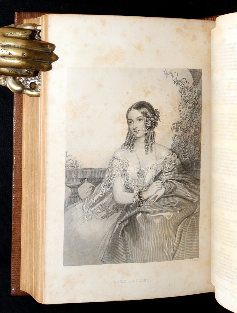 1856 Rare Book in Exquisite Binding - The Works of Lord Byron, Poems Illustrated