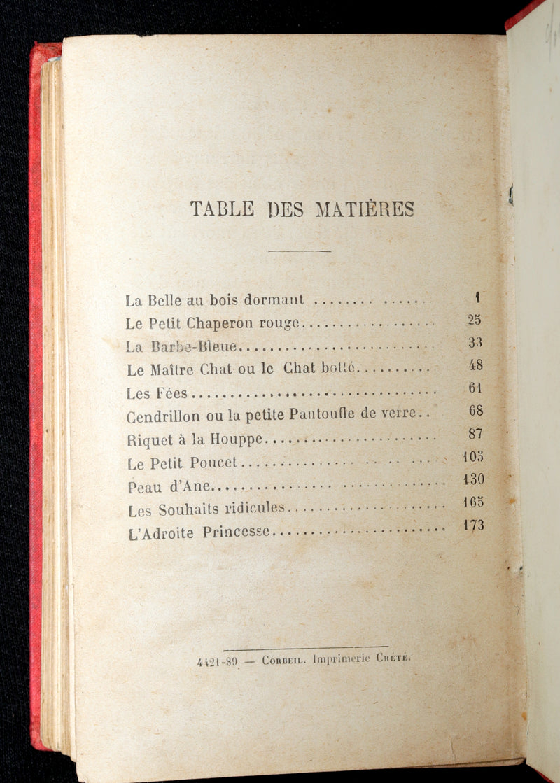 1890 Scarce Color French Book - Contes des Fees by Perrault, Fairy Tales