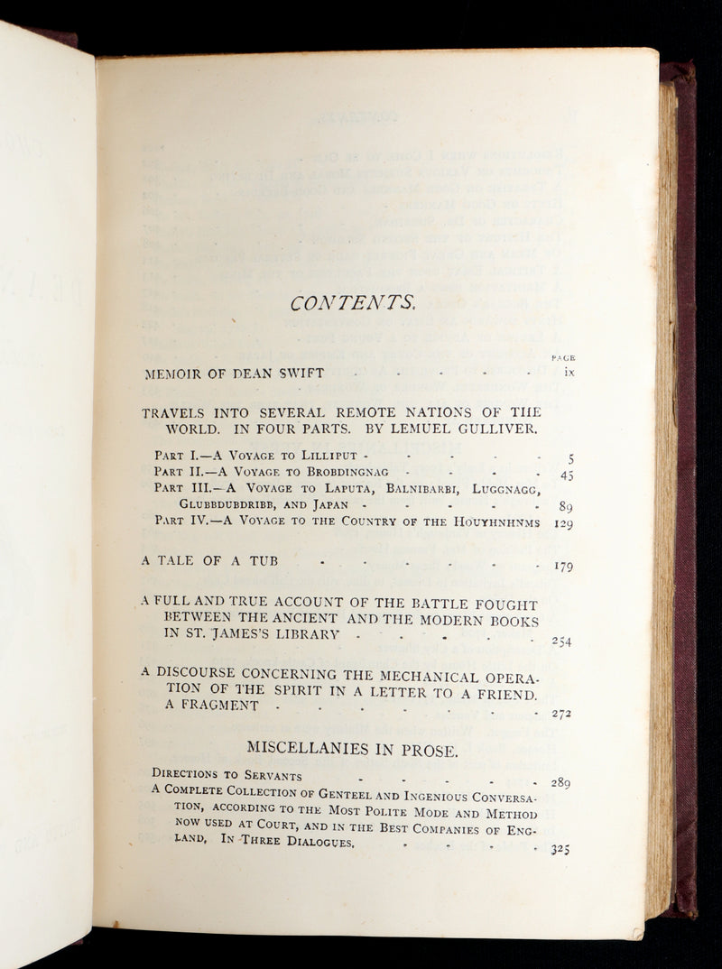 1876 Rare Book - Gulliver’s Travels and Others Works by Jonathan Swift