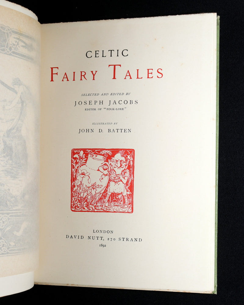 1892 Rare First Edition- Celtic Fairy Tales by J Jacobs Illustrated by JD Batten