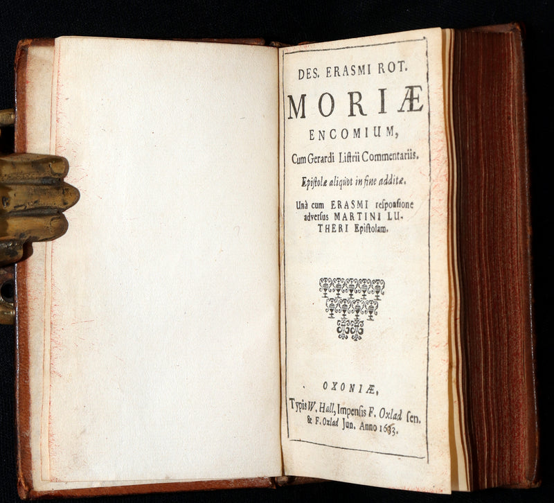 1663 Rare Book - Erasmus of Rotterdam’s Moriae Encomium (In Praise of Folly)